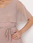 lily rose Rochie Roz închis Evazată Maxi cu elastic în talie și fir metalic Yura