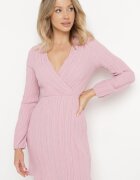 lily rose Rochie Roz Plisată Mini cu Decolteu Petrecut și Elastic în Talie Umiena