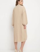 lily rose Rochie tip cămașă bej Midi din țesătură plisată cu nasturi Safira