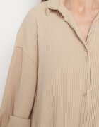 lily rose Rochie tip cămașă bej Midi din țesătură plisată cu nasturi Safira