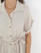 lily rose Rochie tip cămașă Midi Bej deschis cu elastic în talie și o curea din material din viscoză Skeisa