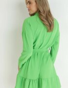 lily rose Rochie tip cămașă Verde cu Volănaș și Curea cu nod Fian