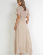 lily rose Rochie tip plic bej cu elastic în talie și cu partea superioară plisată Davitri