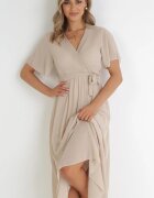lily rose Rochie tip plic bej cu elastic în talie și cu partea superioară plisată Davitri