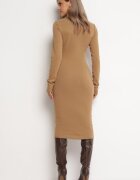 lily rose Rochie tricotată bej midi cu aplicație floare Unesilla