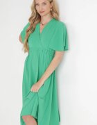 lily rose Rochie Verde Cloș Midi cu Decolteu petrecut și Elastic în Talie Muntani