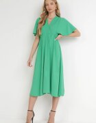 lily rose Rochie Verde Cloș Midi cu Decolteu petrecut și Elastic în Talie Muntani