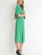 lily rose Rochie Verde Cloș Midi cu Decolteu petrecut și Elastic în Talie Muntani