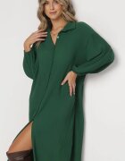 lily rose Rochie Verde închis Tip cămașă Midi din material plisat cu nasturi Safira