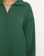 lily rose Rochie Verde închis Tip cămașă Midi din material plisat cu nasturi Safira