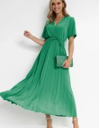 lily rose Rochie Verde Plisată Maxi cu Cordon Legat Dianiza