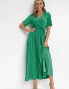 lily rose Rochie Verde Plisată Maxi cu Cordon Legat Dianiza