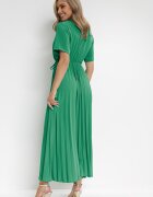 lily rose Rochie Verde Plisată Maxi cu Cordon Legat Dianiza