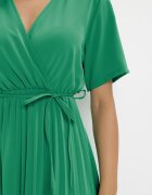 lily rose Rochie Verde Plisată Maxi cu Cordon Legat Dianiza