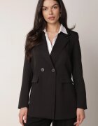 lily rose Sacou Negru Dublu-rând cu croi tip cutie cu imitație de buzunare
