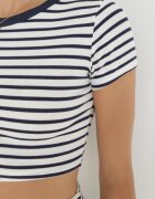 lily rose Tricou Alb-Bleumarin din viscoză cu mâneci scurte Marciani