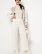 little supermodel Pantaloni Bej deschis cu picioare largi și imitație de buzunare Iridema