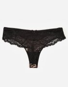 love magnolia Chiloți Negru-Bej Tip String cu Dantelă Nedareanes