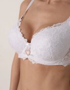 love magnolia Sutien Alb cu Dantelă și Inimă cu Zirconii Coratune