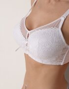 love magnolia Sutien alb cu dantelă și inserție transparentă Heliphine
