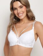 love magnolia Sutien Alb din Dantelă cu Bretele Decorative și Zirconii Emlimi