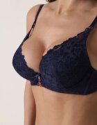 love magnolia Sutien Bleumarin cu Dantelă Decorativă și Ornament Metalic Terzedi