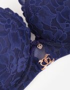 love magnolia Sutien Bleumarin cu Dantelă Decorativă și Ornament Metalic Terzedi