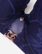 love magnolia Sutien Bleumarin cu Dantelă și Ornament Metalic Valzedia