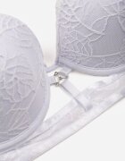 love magnolia Sutien Clasic Alb Decorat cu Dantelă și Aplicație Metheis