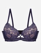 love magnolia Sutien clasic bleu-marin și roz decorat cu dantelă și aplicație Metheis