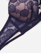 love magnolia Sutien clasic bleu-marin și roz decorat cu dantelă și aplicație Metheis