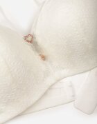 love magnolia Sutien dantelat bej deschis decorat cu inimă de zirconiu Galirope