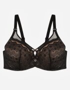 love magnolia Sutien dantelat negru-bej decorat cu o inimă cu zirconii Galirope