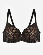 love magnolia Sutien Din Dantelă Negru-Bej cu Fundiță Nealenia