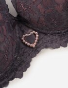 love magnolia Sutien Gri-Roz cu Dantelă și Inimă din Zirconiu Coratune