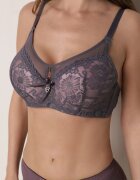 love magnolia Sutien Gri-Roz cu Dantelă și Inserție Transparentă Heliphine