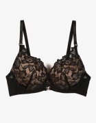 love magnolia Sutien Negru-Bej cu Dantelă Decorativă și Aplicație Metalică Terzedi