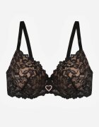 love magnolia Sutien Negru-Bej cu Dantelă și Inimă cu Zirconii Coratune
