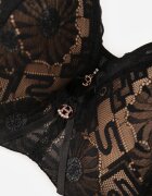 love magnolia Sutien Negru-Bej cu Dantelă și Inserție Transparentă Heliphine