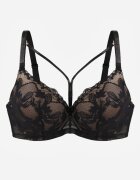 love magnolia Sutien Negru-Bej Dantelă cu Bretele Decorative și Zirconii Emlimi