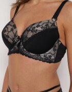 love magnolia Sutien Negru-Bej Decorat cu Zirconii și Dantelă Corraella