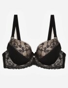 love magnolia Sutien Negru-Bej Decorat cu Zirconii și Dantelă Corraella