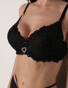 love magnolia Sutien Negru cu Dantelă și Inimă din Zirconiu Coratune