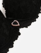 love magnolia Sutien Negru cu Dantelă și Inimă din Zirconiu Coratune