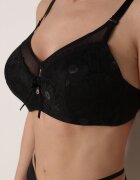 love magnolia Sutien Negru cu Dantelă și Inserție Transparentă Heliphine