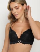 love magnolia Sutien Negru Decorat cu Dantelă și cu Inimă de Zirconiu Fannel