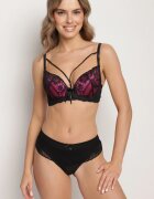 love magnolia Sutien Negru-Fucsia cu Dantelă și Bretele Decorative Korzedi