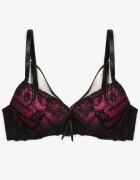 love magnolia Sutien Negru-Fucsia cu Dantelă și Bretele Decorative Korzedi