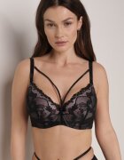 love magnolia Sutien Negru-Roz Dantelă cu Bretele Decorative și Zirconii Emlimi