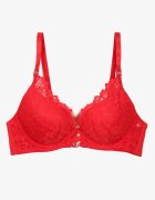 love magnolia Sutien Roșu cu Dantelă Decorativă și Ornament Metalic Terzedi